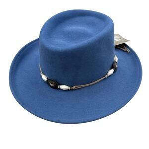Scala Collection Crushable Wool Felt Concho Cowboy Hat in Blue Medium NEW? Tags